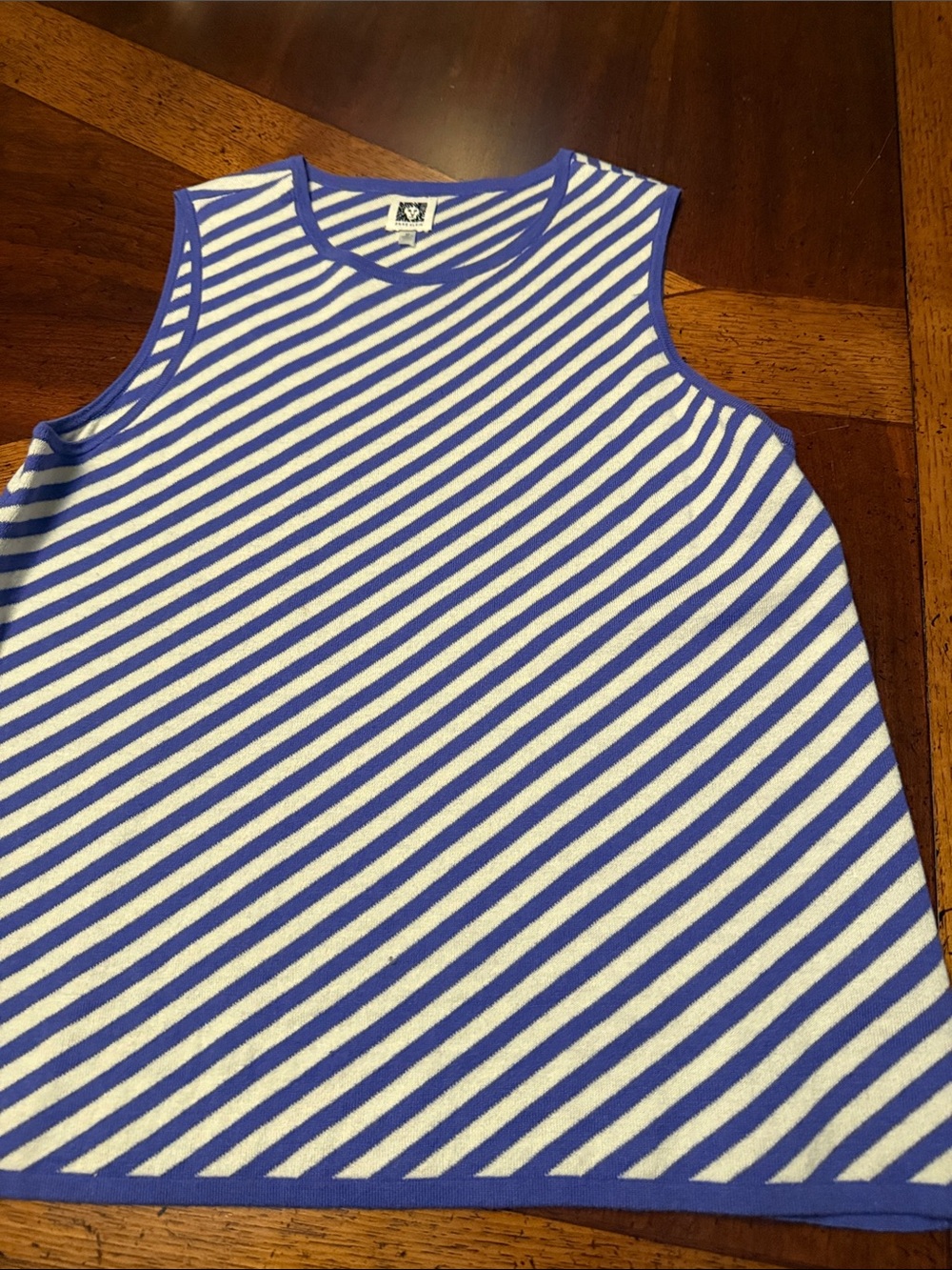 Anne Klein light purple and White Diagonal Stripe knit Tank Top